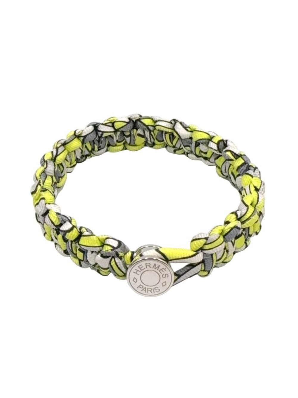 Hermes Series Kid Silk Metal Yellow Gray White Bracelet Silver